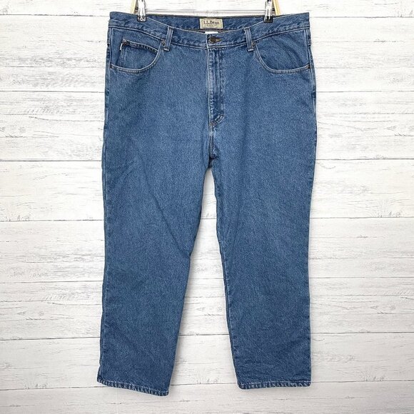 L.L. Bean Men's Flannel Lined Jeans Classic Fit Straight Leg size 40 x 29 - Picture 1 of 8